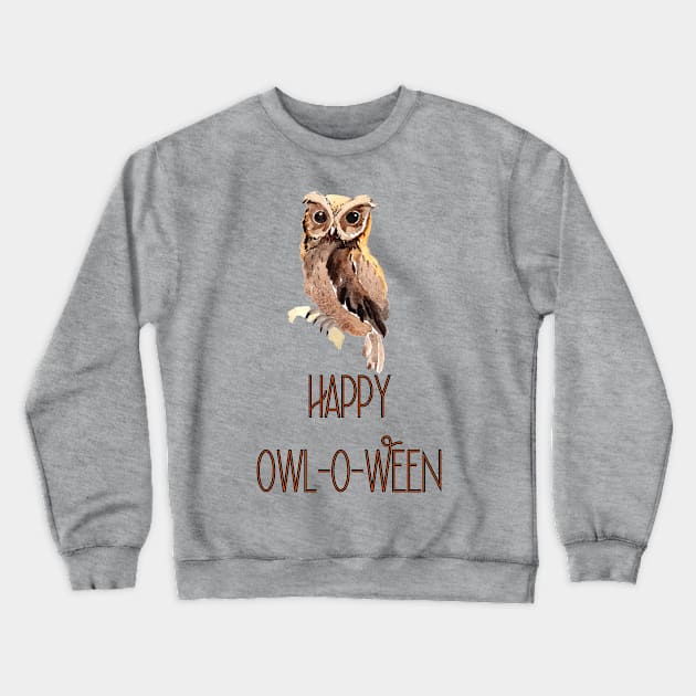 Happy Owl-O-Ween Crewneck Sweatshirt by Pixelchicken